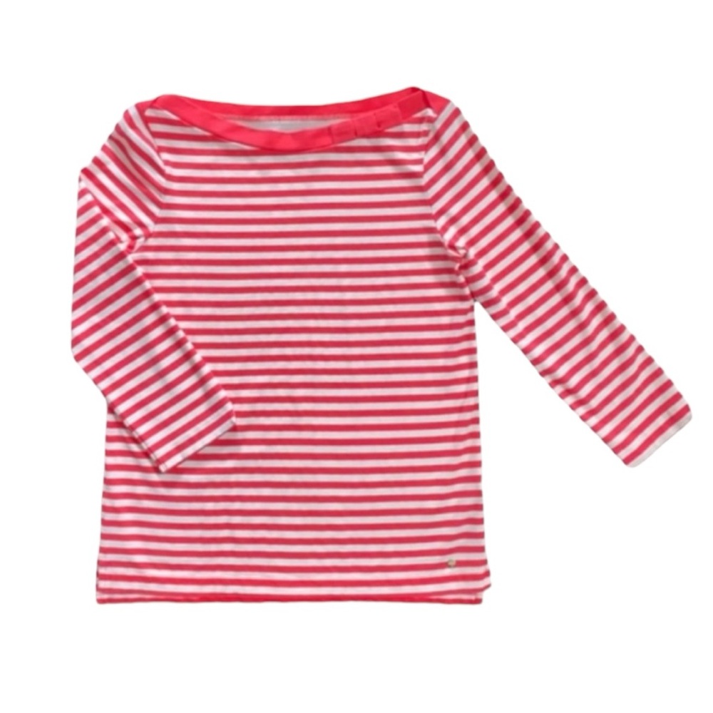 Kate Spade Boat Neck 3/4 Sleeve Stripe Bow Shirt Top size women's medium M